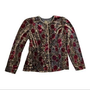 R&K‎ Evening Jacket, Women’s, Sz Medium, Burgandy & Gold